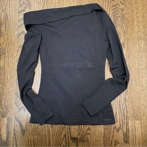 Aritzia Contour Black Off-Shoulder Long Sleeve Top